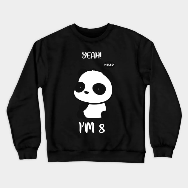 Kids 8 Year old Girl Birthday Shirt Bday Panda Lover Gift Crewneck Sweatshirt by GillTee